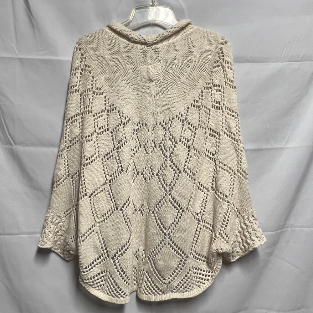 Angel of the North Anthro Cream Pointelle Cardigan Size Small Dolman Sleeve - Picture 3 of 8
